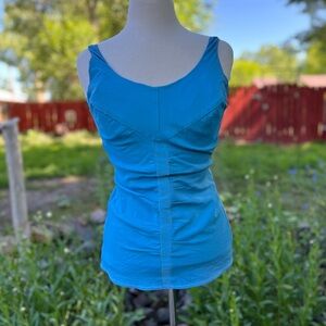 Vintage Blue Ruched Fitted One-Piece Swimwear